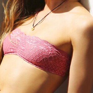Intimately Free People Essential Lace Bandeau Size Small Peony Pink Mauve New